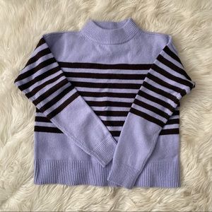 Ann Taylor lilac stripe mock neck knit sweater